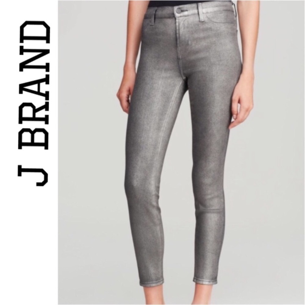 J Brand Skinny Midnight Metal Silver Jeans 24 NWT